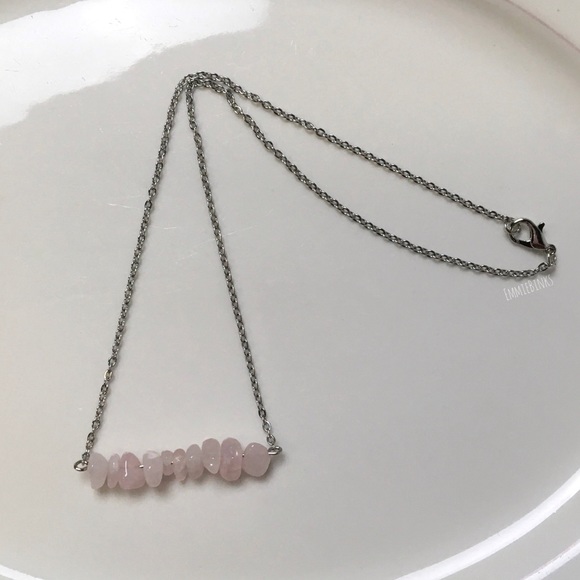 NWT Rose Quartz Bar Necklace, Rose Quartz Gemstone - Picture 4 of 7
